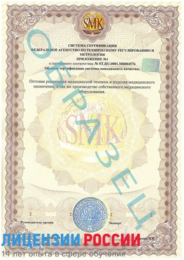 Образец сертификата соответствия (приложение) Орлов Сертификат ISO 13485